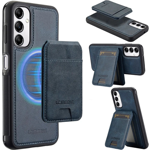 LC.IMEEKE L3 For Samsung Galaxy A14 4G / 5G Magnetic Case Detachable Card Holder Leather+TPU Mobile Cover - Blue - 1