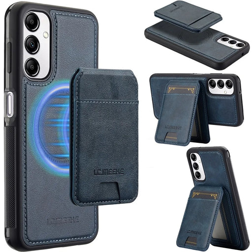 LC.IMEEKE L3 For Samsung Galaxy A14 4G / 5G Magnetic Case Detachable Card Holder Leather+TPU Mobile Cover - Blue - 1