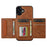 LC.IMEEKE L5 For iPhone 16 Plus Magnetic Phone Case Leather Back Cover with Detachable Card Holder - Brown - 2