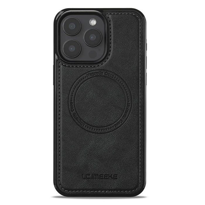 LC.IMEEKE L5 For iPhone 14 Pro Max Magnetic Phone Case Leather Back Cover with Detachable Card Holder - Black - 2