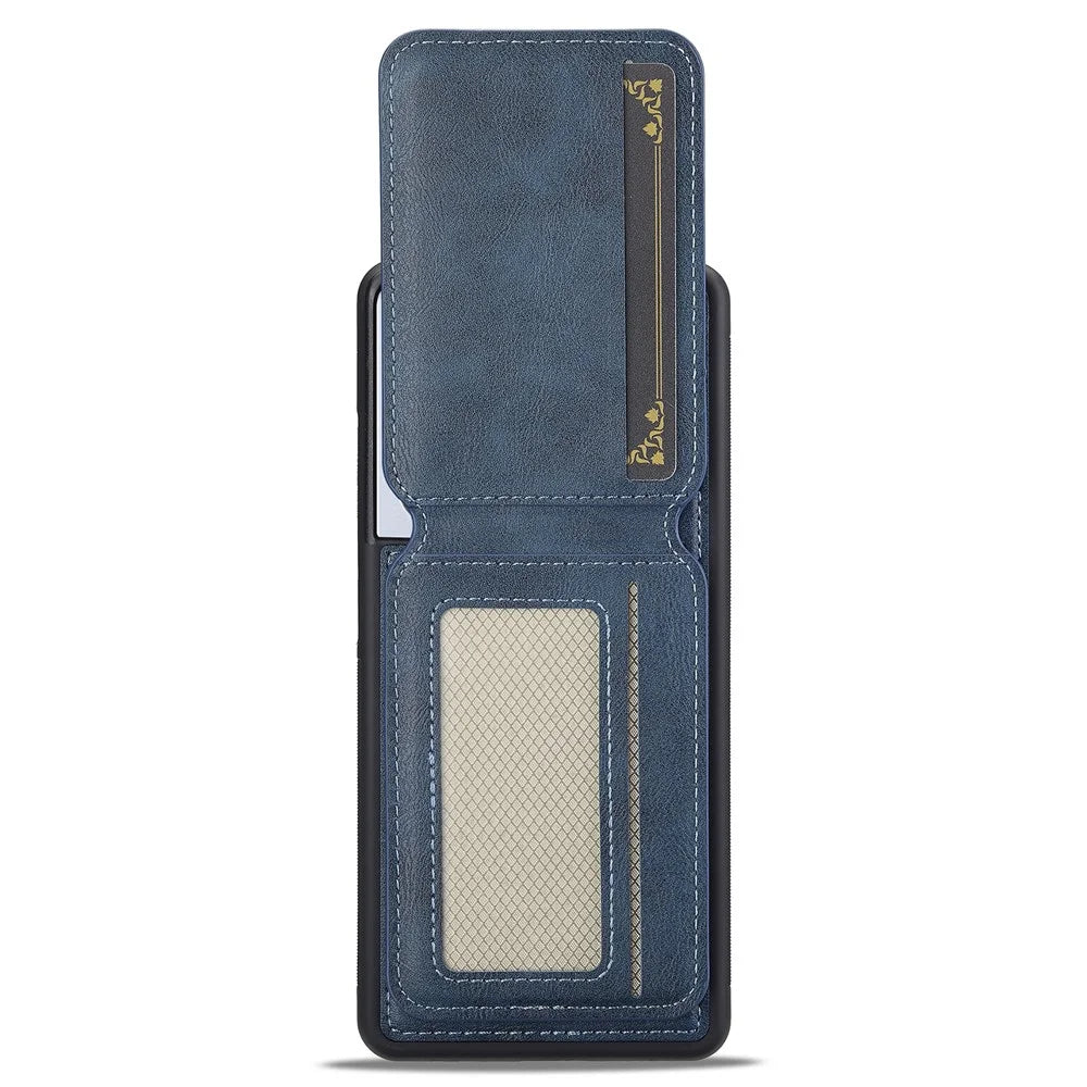 LC.IMEEKE L3 For Samsung Galaxy S22 Ultra 5G Magnetic Case Detachable Card Holder Leather+TPU Mobile Cover - Blue - 4