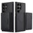 LC.IMEEKE L5 For Samsung Galaxy S24 Ultra Magnetic Phone Case Leather Back Cover with Detachable Card Holder - Black - 2