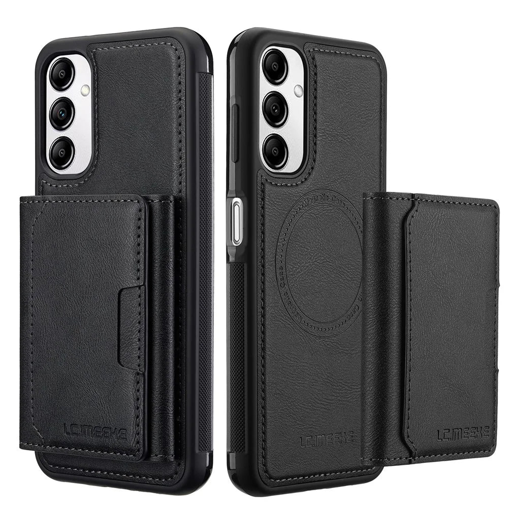 LC.IMEEKE L5 For Samsung Galaxy A34 5G Magnetic Phone Case Leather Back Cover with Detachable Card Holder - Black - 2