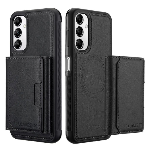 LC.IMEEKE L5 For Samsung Galaxy A54 5G Magnetic Phone Case Leather Back Cover with Detachable Card Holder - Black - 2