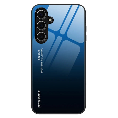 For Samsung Galaxy A36 5G Case Gradient Color Tempered Glass+TPU Phone Cover - Blue  /  Black - 1