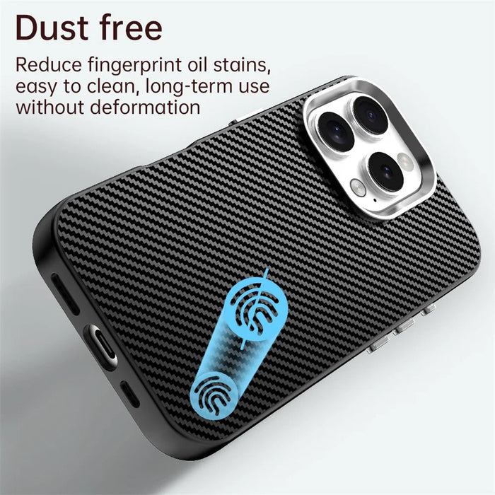For iPhone 16 Pro Max Case Cell Phone Hybrid Back Cover Carbon Fiber Texture - Black - 4