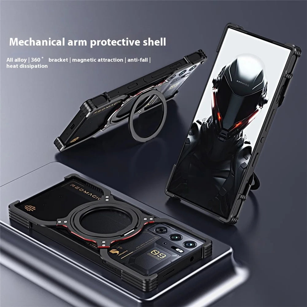 Kickstand Case For ZTE nubia Red Magic 10 Pro 5G / Red Magic 10 Pro+ 5G Metal Bumper Magnetic Phone Cover - Silver / Silver - 3