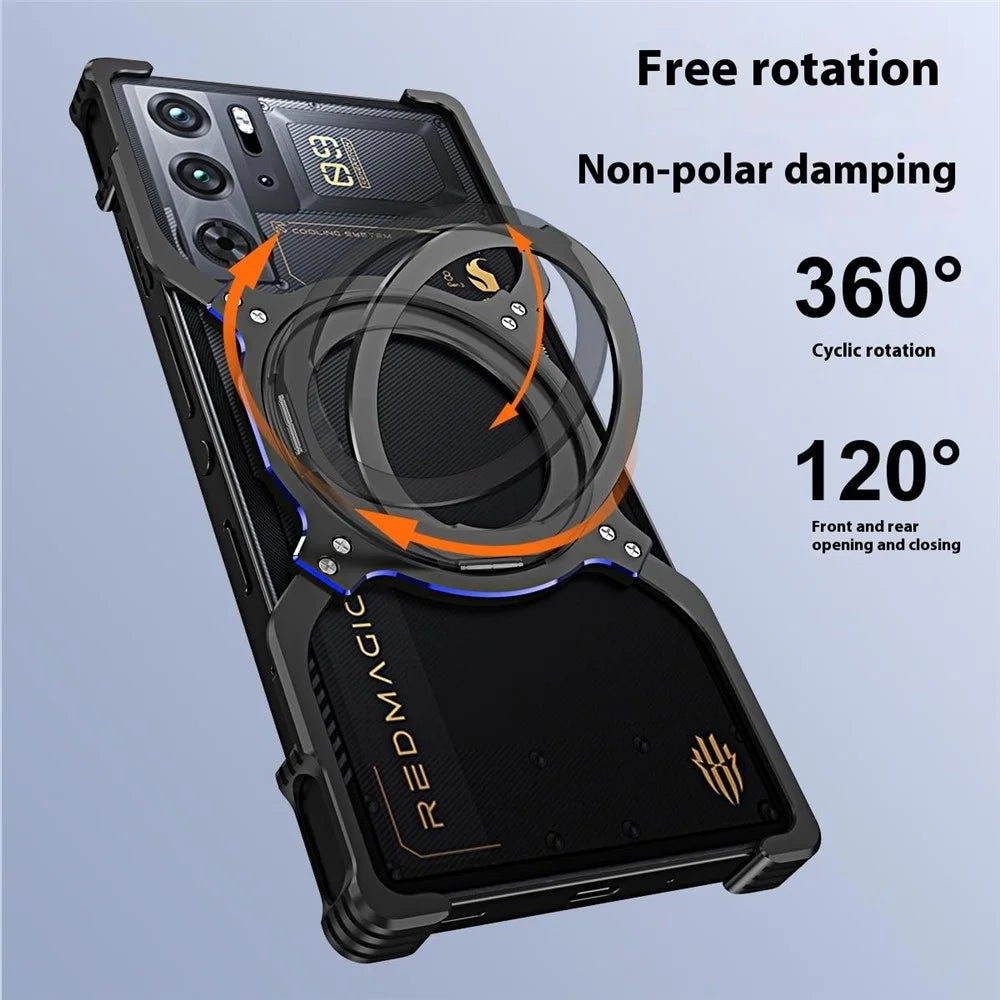 Kickstand Case For ZTE nubia Red Magic 10 Pro 5G / Red Magic 10 Pro+ 5G Metal Bumper Magnetic Phone Cover - Silver / Silver - 4