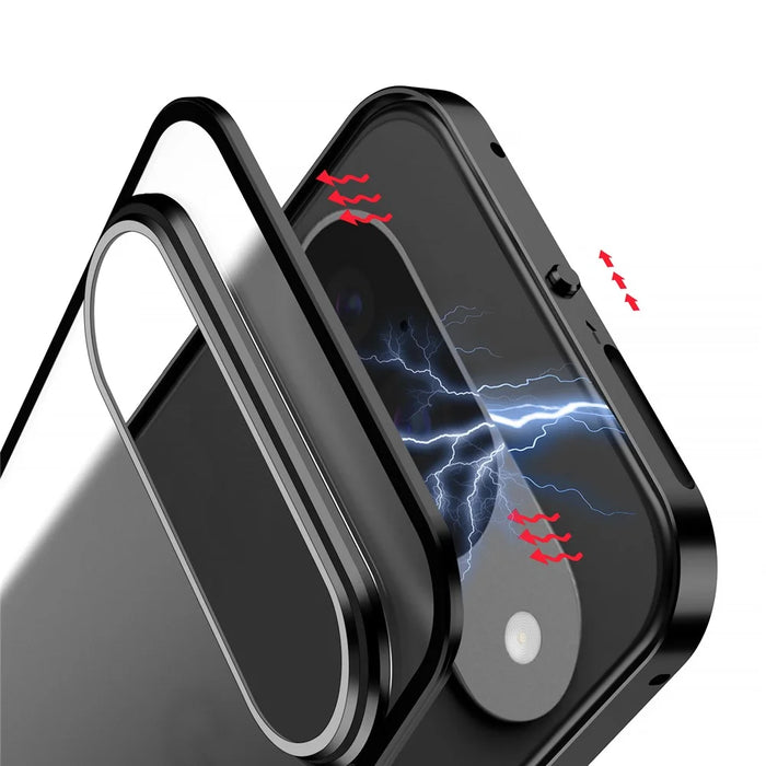 For Google Pixel 9 / Pixel 9 Pro Matte Case Aluminium Alloy+PC Phone Cover Pop-Up Snap Lock - Grey - 3