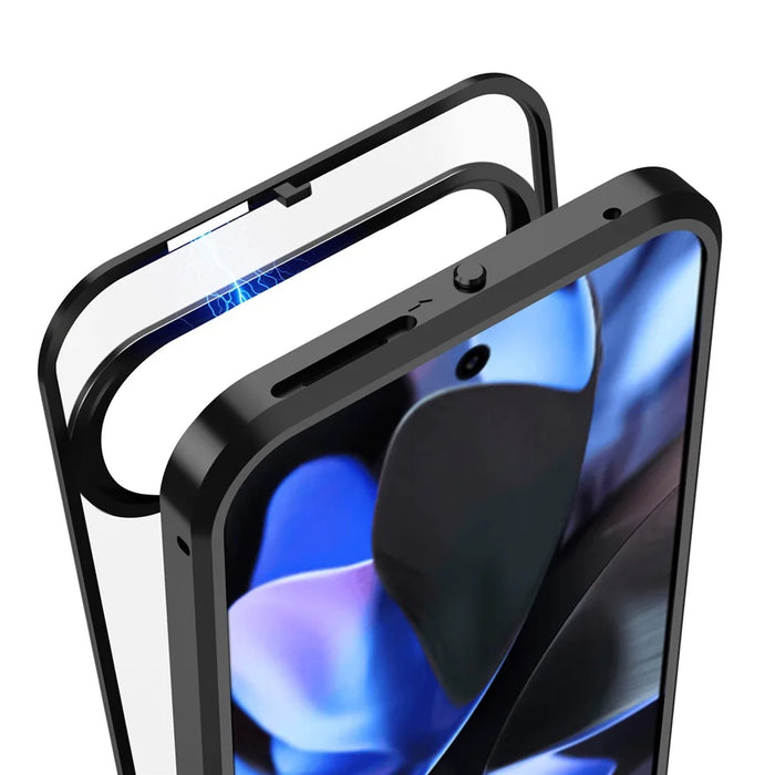 For Google Pixel 9 / Pixel 9 Pro Matte Case Aluminium Alloy+PC Phone Cover Pop-Up Snap Lock - Grey - 6