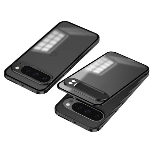For Google Pixel 9 Pro XL Matte Case Aluminium Alloy+PC Phone Cover Pop-Up Snap Lock - Black - 1