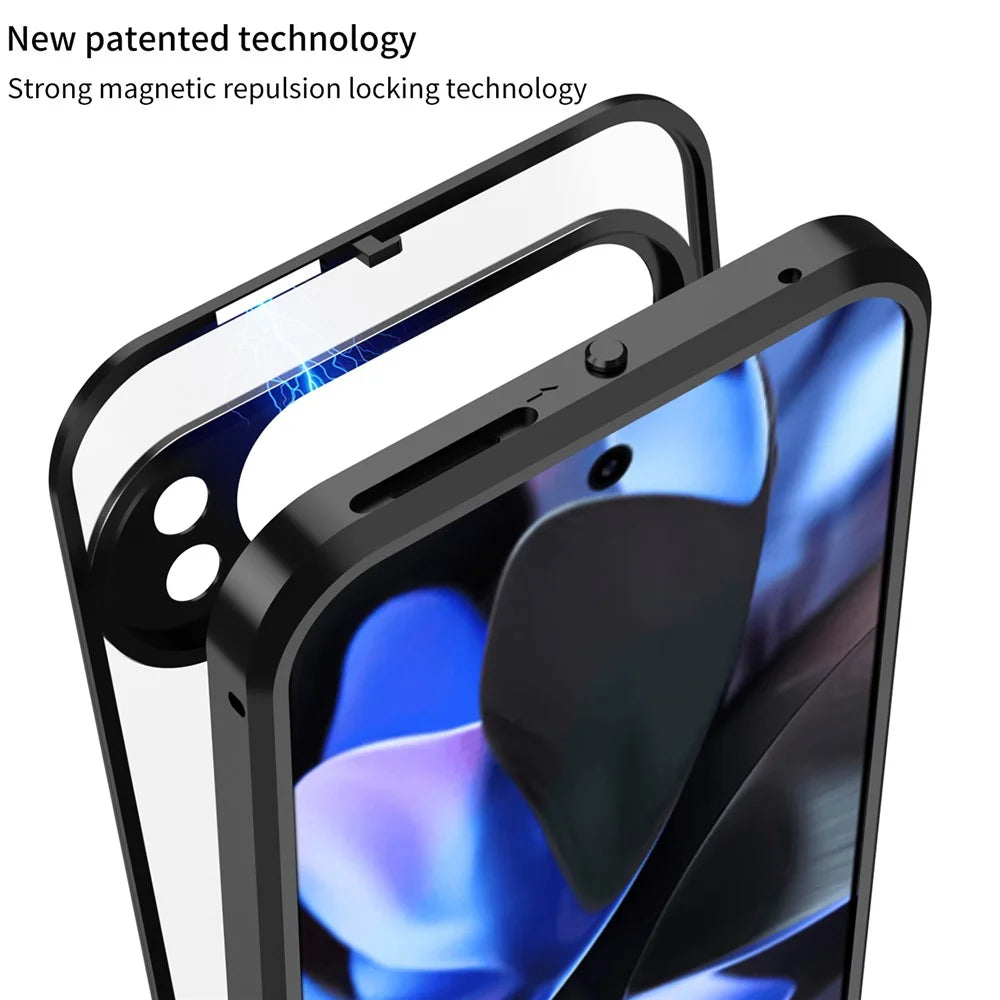 For Google Pixel 9 Pro XL Matte Case Aluminium Alloy+PC Phone Cover Pop-Up Snap Lock - Black - 4