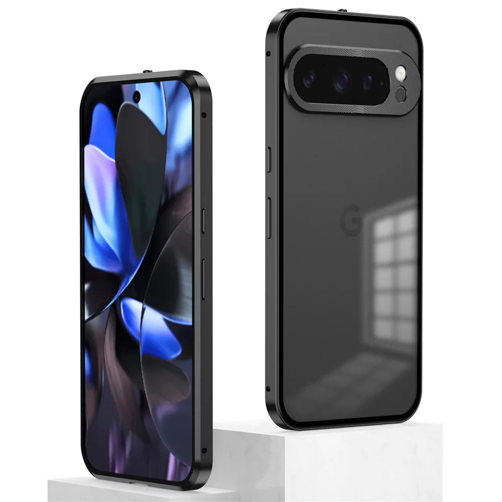 For Google Pixel 9 Pro XL Matte Case Aluminium Alloy+PC Phone Cover Pop-Up Snap Lock - Black - 5
