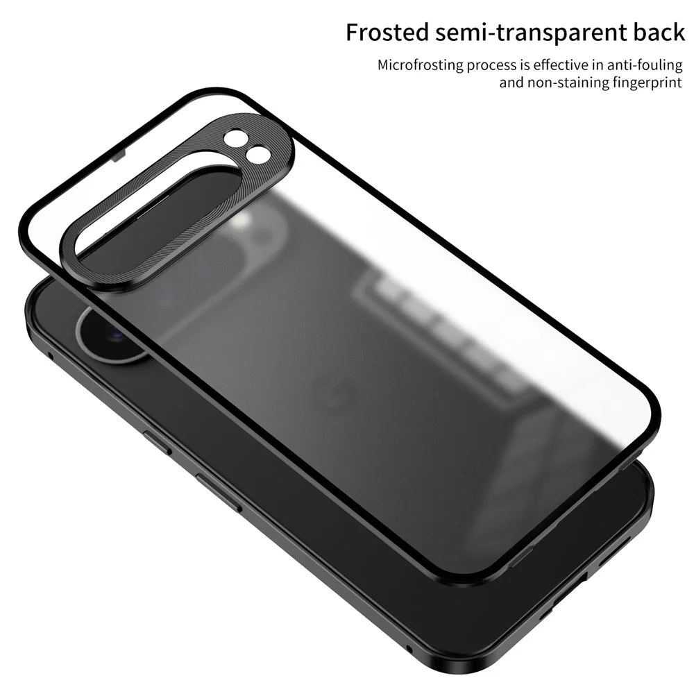 For Google Pixel 9 Pro XL Matte Case Aluminium Alloy+PC Phone Cover Pop-Up Snap Lock - Black - 6