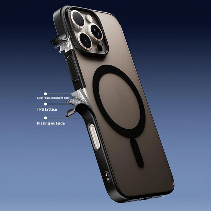 For iPhone 16 Pro Case Compatible with MagSafe Matte PC Back Cover - Black - 3