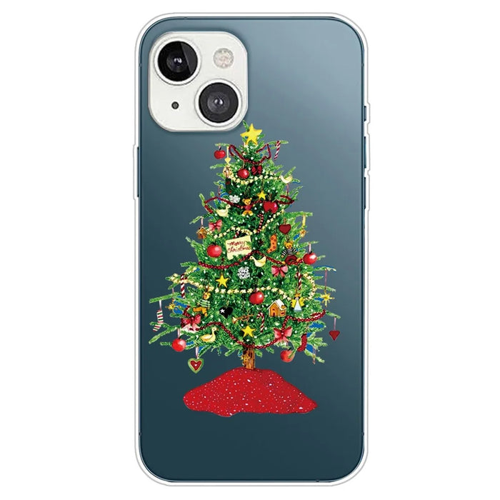 For iPhone 14 Christmas Pattern Printing Phone Case Soft TPU Shockproof Protective Back Cover - Christmas Tree with Gifts - 1