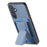 For Samsung Galaxy S25+ Case with Card Holder Kickstand Fiber Pattern Leather Back Cover - Blue - 4