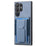For Samsung Galaxy S25 Ultra Case with Card Holder Kickstand Fiber Pattern Leather Back Cover - Blue - 2