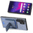 For Samsung Galaxy S25 Ultra Case with Card Holder Kickstand Fiber Pattern Leather Back Cover - Blue - 5