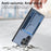 For Samsung Galaxy S25 Ultra Case with Card Holder Kickstand Fiber Pattern Leather Back Cover - Blue - 7