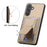 For Samsung Galaxy S25 Case with Card Holder Kickstand Fiber Pattern Leather Back Cover - Beige - 5