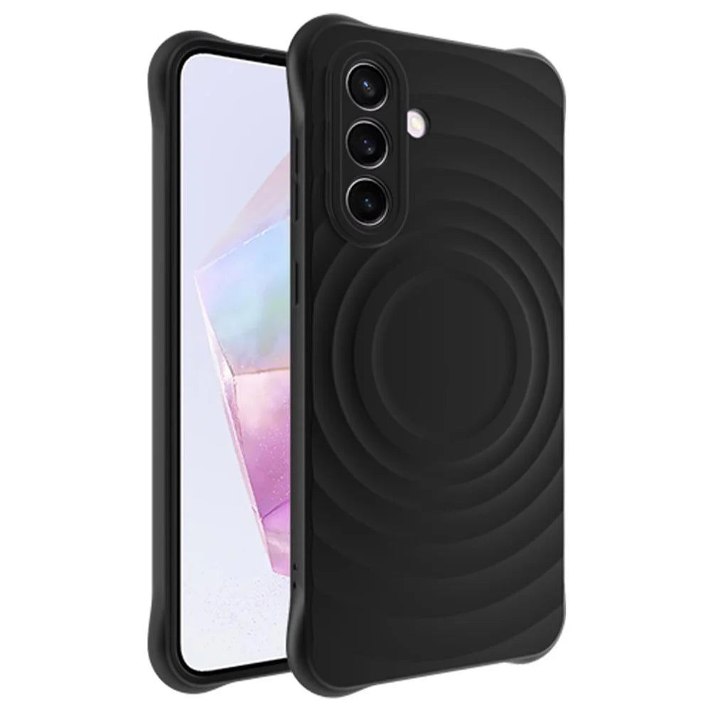 IMAK UC-6 Series for Samsung Galaxy A36 5G Case Water Drop Texture Anti-Skid Matte TPU Cover - Matte Black - 1