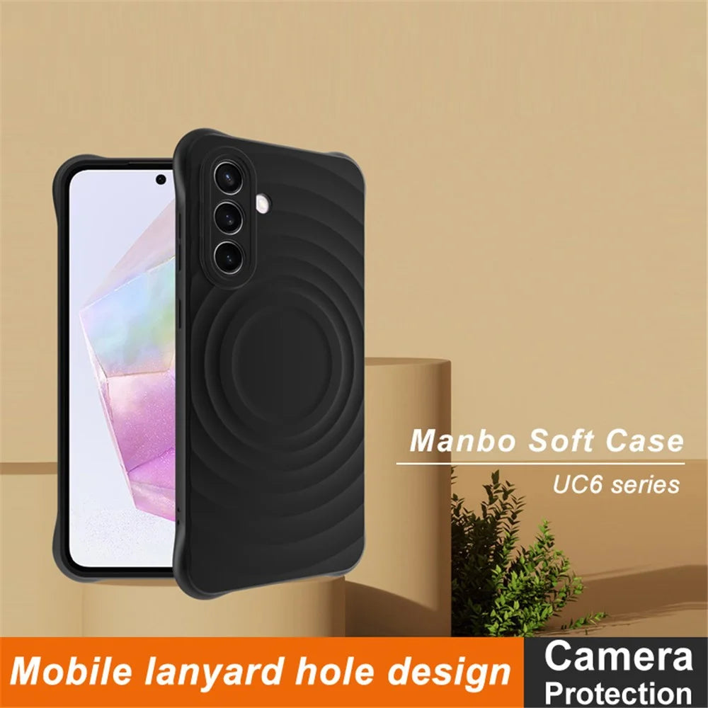IMAK UC-6 Series for Samsung Galaxy A36 5G Case Water Drop Texture Anti-Skid Matte TPU Cover - Matte Black - 2