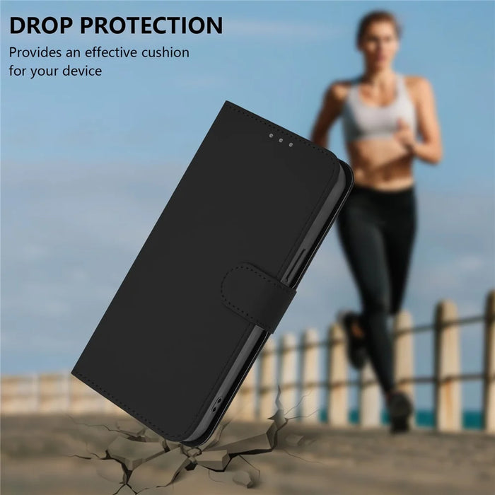 For Samsung Galaxy S24 / Galaxy S25 Case Solid Color Wallet Leather Phone Cover with Strap - Black - 7