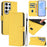 For Samsung Galaxy S24 Ultra Case Solid Color Wallet Leather Phone Cover with Strap - Lemon - 2