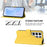 For Samsung Galaxy S24 Ultra Case Solid Color Wallet Leather Phone Cover with Strap - Lemon - 3