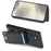 For Samsung Galaxy S25+ Case with Card Holder Kickstand Leather Back Cover - Black - 5