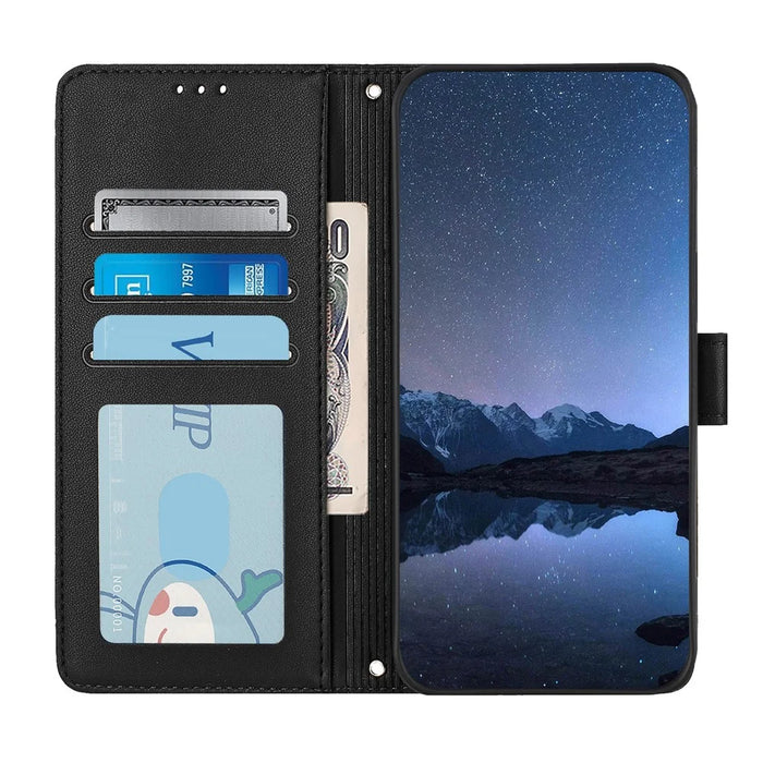 For Samsung Galaxy A16 4G / Galaxy A16 5G Case with Strap RFID Blocking Leather Wallet Phone Cover Cat Mouse Pattern - Black - 3