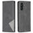 For Samsung Galaxy A26 5G Case Card Slots Geometry Imprint Leather Phone Cover - Black - 1