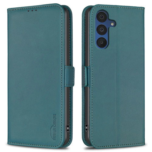 BINFEN COLOR BF31 For Samsung Galaxy A26 5G Case with Wallet Stand PU Leather Flip Phone Cover - Green - 1