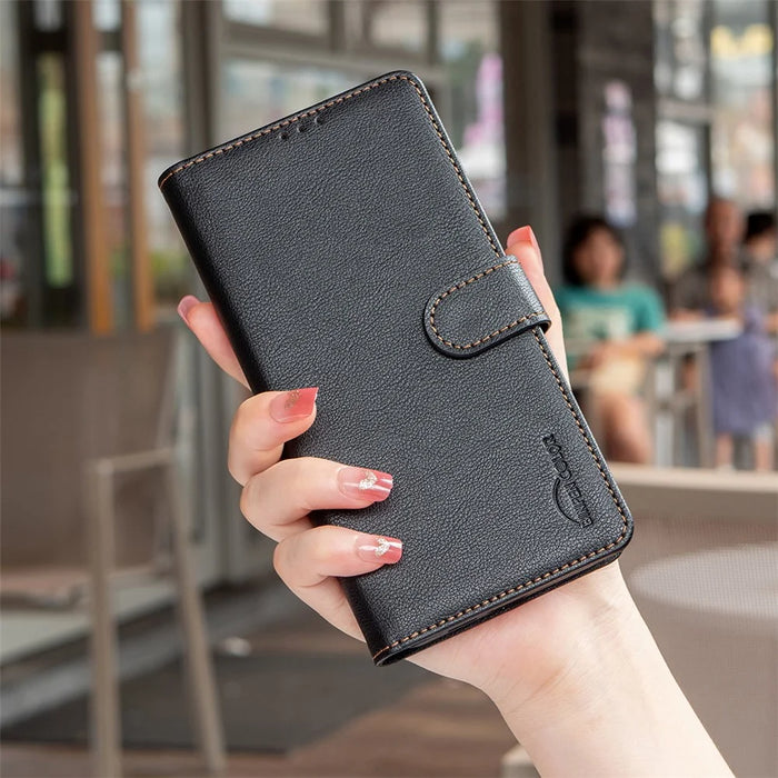 BINFEN COLOR BF32 For Samsung Galaxy A56 5G Leather Case Wallet RFID Blocking Phone Cover - Black - 7