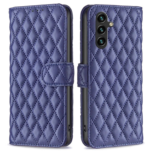 BINFEN COLOR BF Style-14 For Samsung Galaxy A56 5G Case Rhombus Phone Leather Cover Stand - Blue - 1
