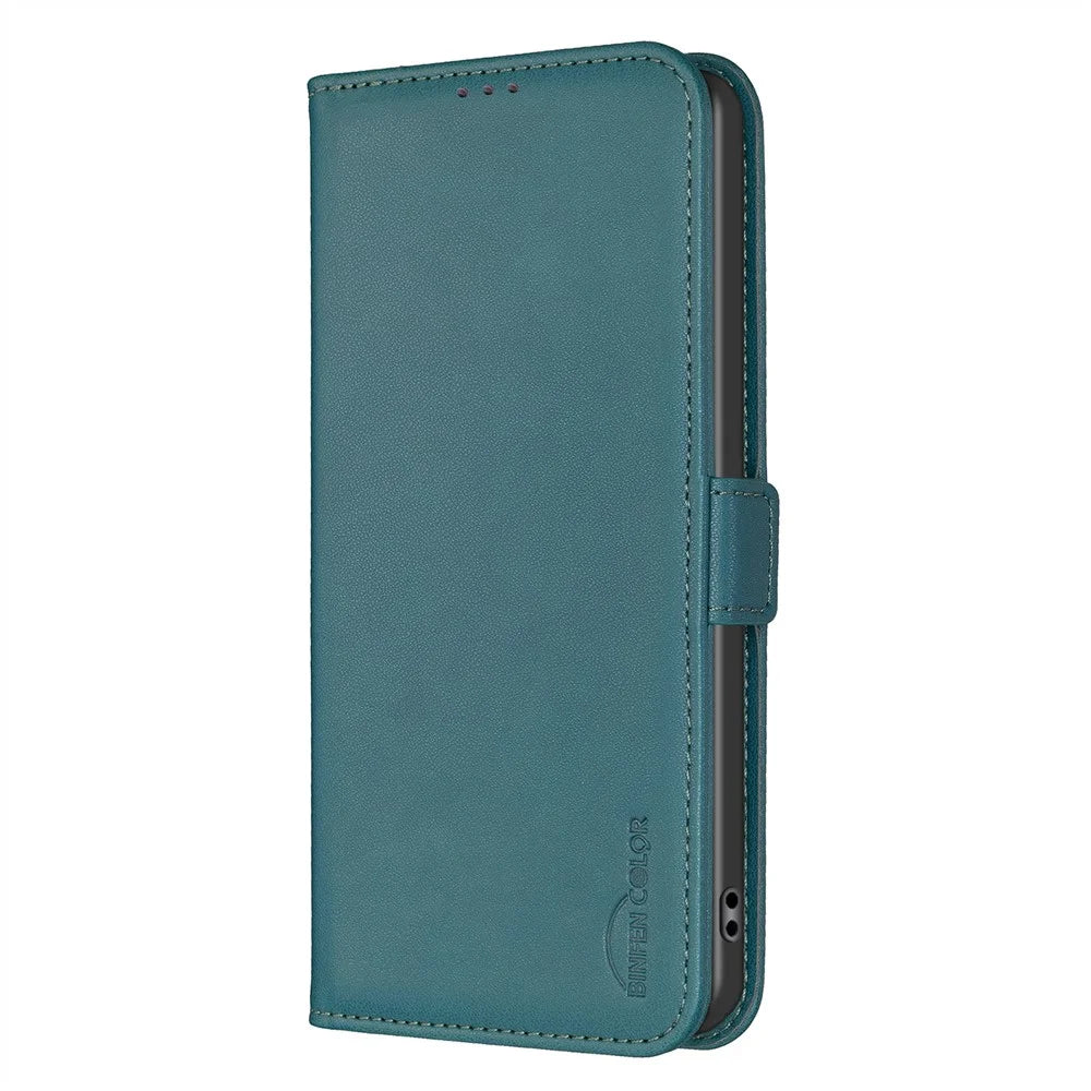 BINFEN COLOR BF31 For Samsung Galaxy A56 5G Case with Wallet Stand PU Leather Flip Phone Cover - Green - 7