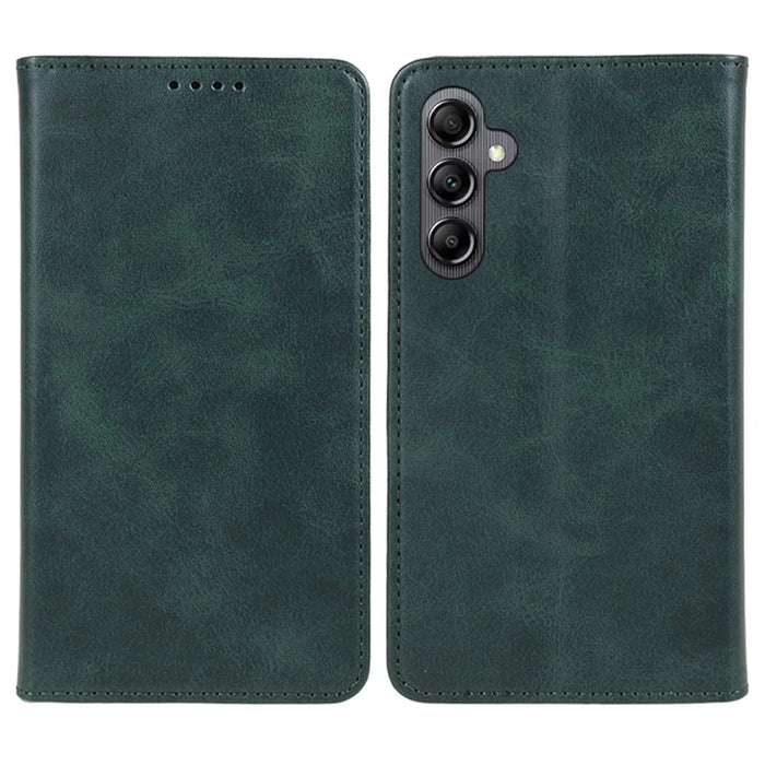 For Samsung Galaxy A56 5G Case Strong Magnetic PU Leather Phone Cover Calf Texture - Green - 1