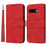 For Google Pixel 9a Case Wallet Skin-Touch Leather Imprinted Phone Cover - Red - 1