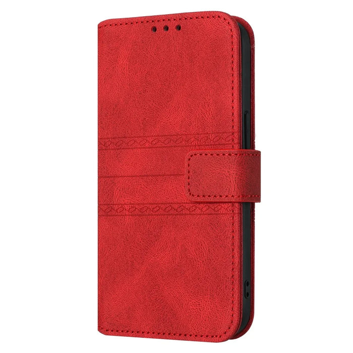 For Google Pixel 9a Case Wallet Skin-Touch Leather Imprinted Phone Cover - Red - 7