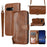 For Google Pixel 9a Case Zipper Pocket Leather Phone Cover with Crossbody Shoulder Strap - Brown - 1