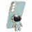 For Samsung Galaxy S24 Case Electroplating Soft TPU Phone Cover with Astronaut Hidden Kickstand - Cyan - 3