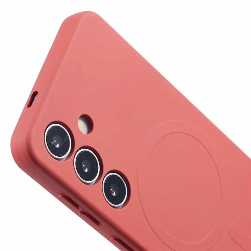 For Samsung Galaxy S25 Magnetic Case Shockproof TPU Phone Cover - Camellia Red - 7