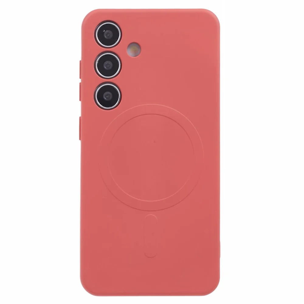 For Samsung Galaxy S25+ Magnetic Case Shockproof TPU Phone Cover - Camellia Red - 3