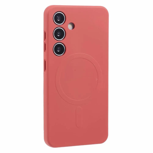 For Samsung Galaxy S24 FE Magnetic Case Shockproof TPU Phone Cover - Camellia Red - 1