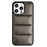For iPhone 16 Pro Case Carbon Fiber Puffer Jacket Leather+TPU Shockproof Phone Cover - Grey - 1