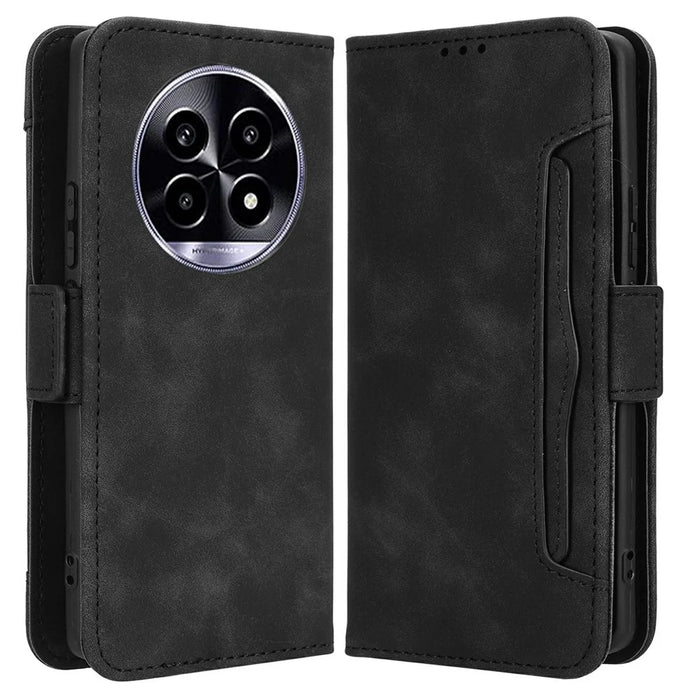 For Realme 13+ 5G / 13 Pro 5G (China) Leather Case Phone Wallet Cover with Multiple Card Slots - Black - 1