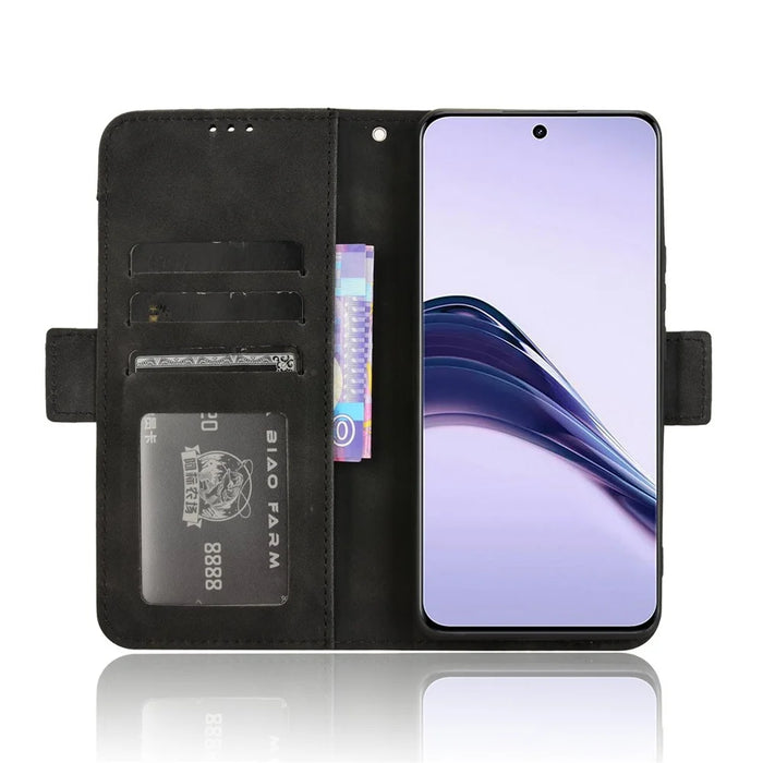 For Realme 13+ 5G / 13 Pro 5G (China) Leather Case Phone Wallet Cover with Multiple Card Slots - Black - 4
