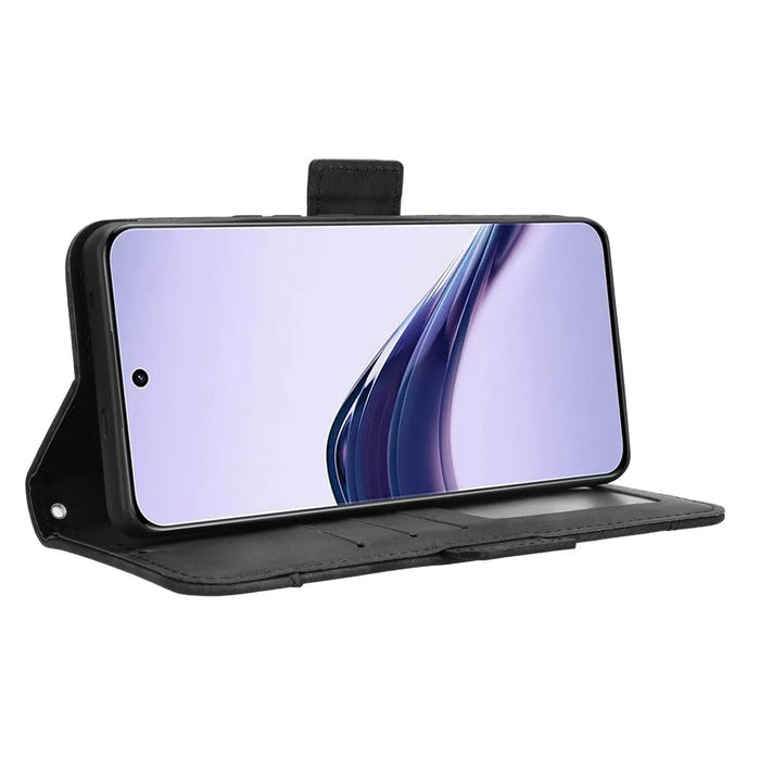 For Realme 13+ 5G / 13 Pro 5G (China) Leather Case Phone Wallet Cover with Multiple Card Slots - Black - 5