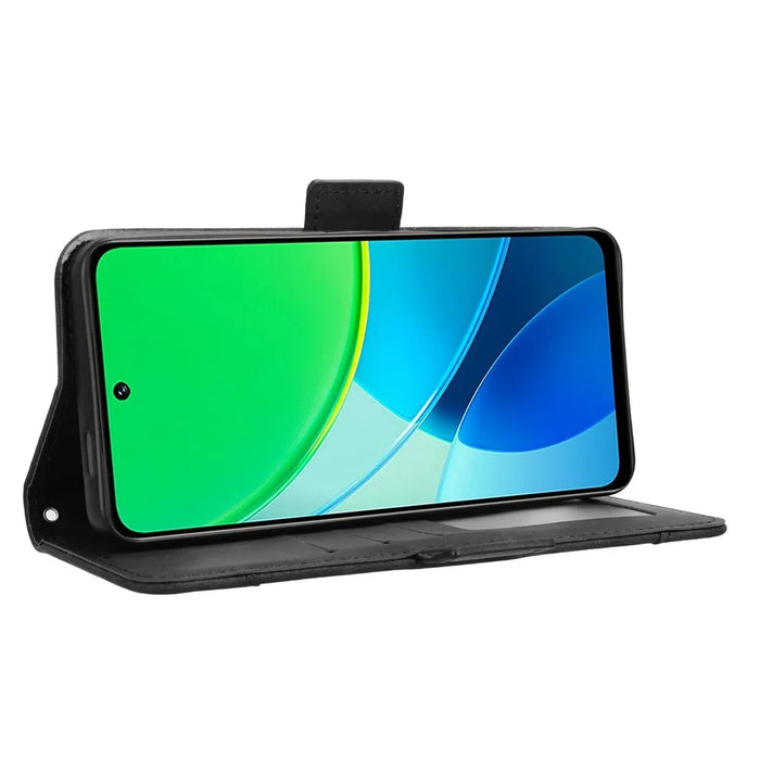 For vivo Y19s 4G / Y29 5G Leather Case Phone Wallet Cover with Multiple Card Slots - Black - 5